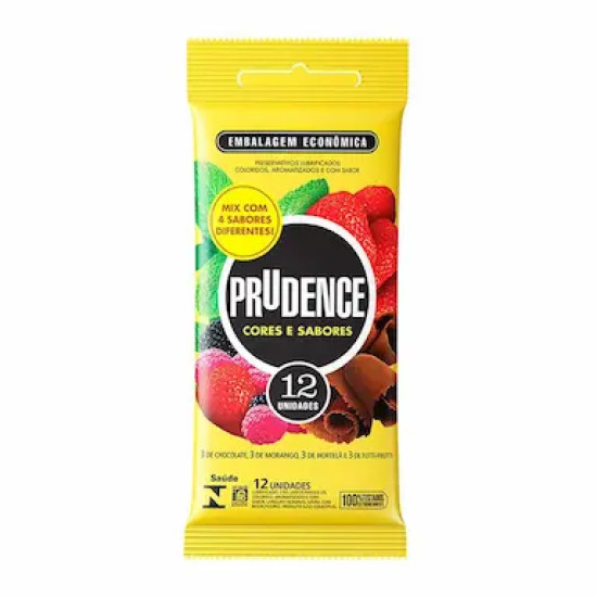 PRESERVATIVO PRUDENCE CORES E SABORES COM 12UN