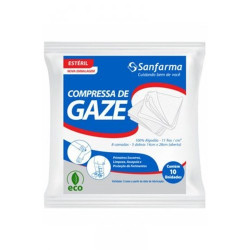 COMPRESSA DE GAZE SANFARMA 11FIOS 14CMX28CM ABERTA COM 10 UN