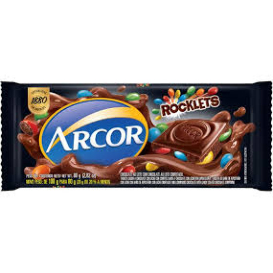CHOCOLATE ARCOR AO LEITE ROCKLETS 80G