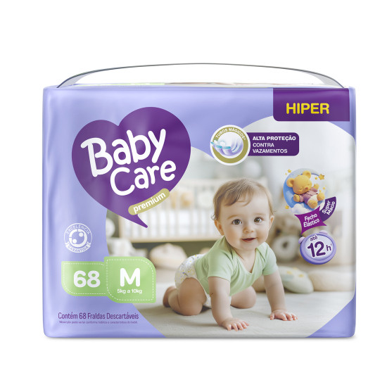 FRALDAS BABY CARE HIPER PREMIUM M COM 68 UND