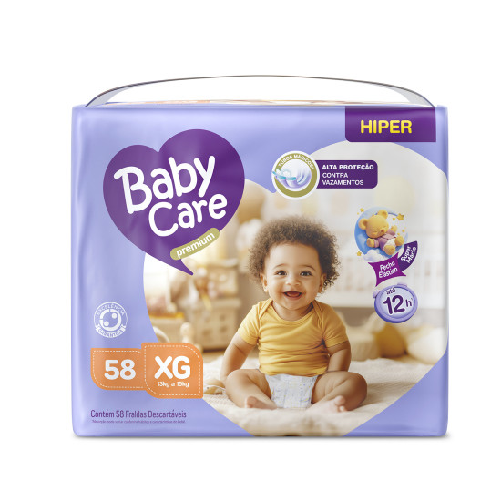 FRALDAS BABY CARE HIPER PREMIUM XG COM 58 UND