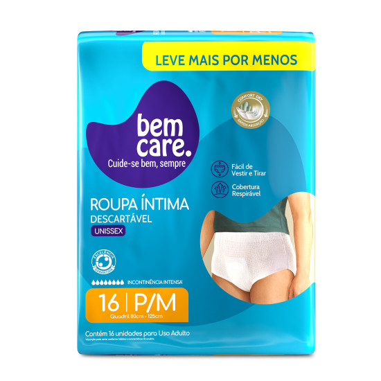 ROUPA INTIMA BEM CARE PANTS PARAM COM 16UNIDADES