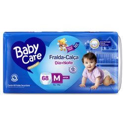 FRALDA CALCA BABY CARE PREMIUM DIA E NOITE M COM 68UNIDADES