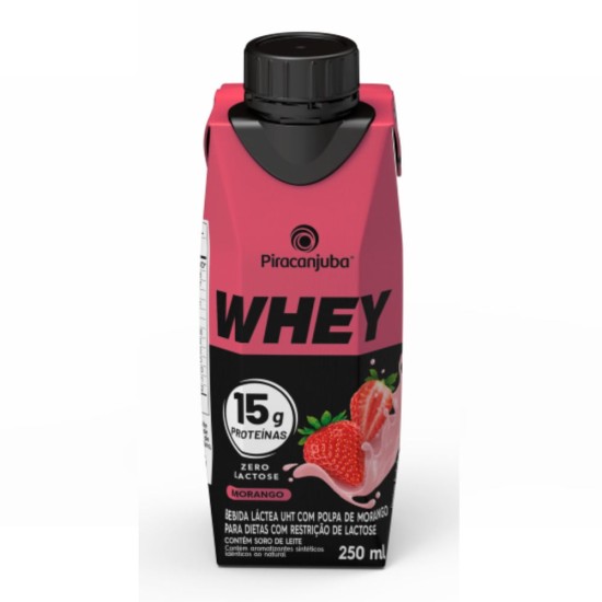WHEY PIRACANJUBA MORANGO ZERO LACTOSE 15G 250ML