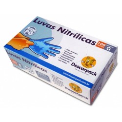 LUVA NITRILICA DESCARPACK AZUL S/PO TAM G C/100 UND