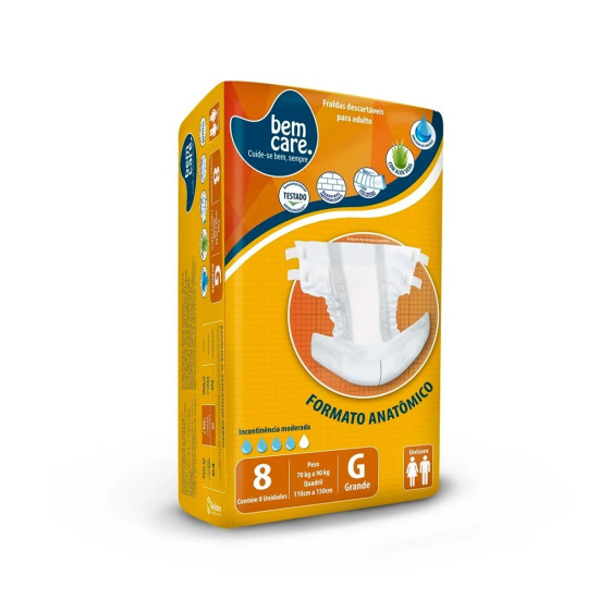 FRALDAS GERIATRICA BEM CARE TAM G COM 8