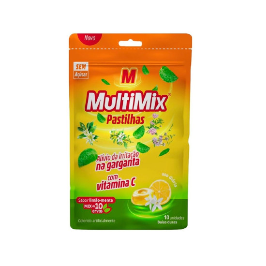 MULTIMIX PASTILHAS VIT C LIMAO MENTA COM 10 UNIDADES