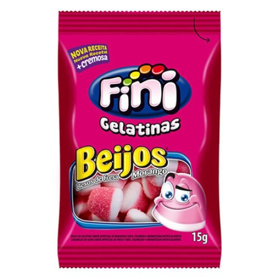BALA DE GELATINA FINI BEIJOS DE MORANGO COM 15G