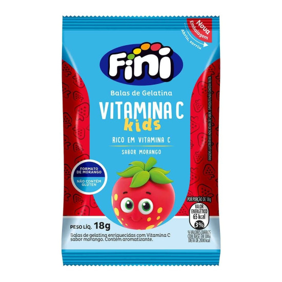 BALA DE GELATINA FINI VITAMINA C MORANGO 18G