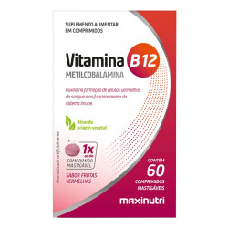 VITAMINA B12 FRUTAS VERMELHAS MAXINUTRI COM 60 COMPRIMIDOS