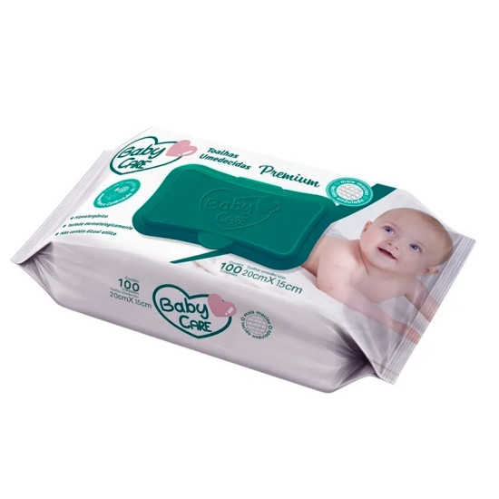 TOALHA UMEDECIDO BABY CARE PREMIUM COM 100 UND