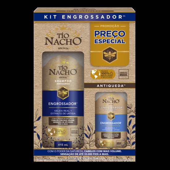 KIT SHAMPOO TIO NACHO ENGROSSADOR 415ML + CONDICIONADOR 200ML