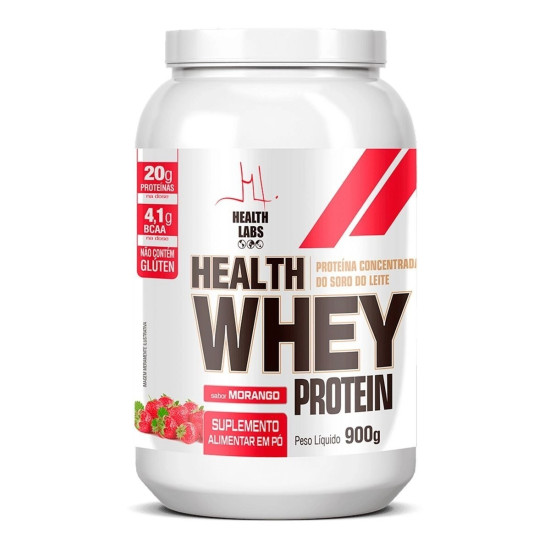 WHEY PROTEIN 100% HEALTH LABS GOURMET MORANGO 900G