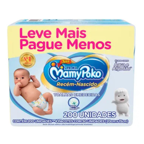 LENCO UMEDECIDO MAMYPOKO RECEM NASCIDO COM 200 UND