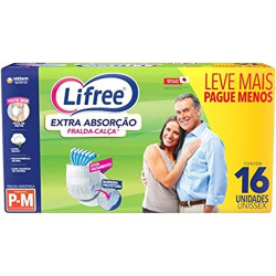 FRALDA GERIATRICA CALCA LIFREE EXTRA ABSORCAO PARA M COM 16 UND