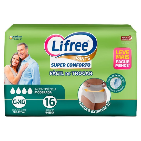 FRALDAS GERIATRICA CALCA LIFREE SUPER CONFORTO G/XG COM 16 UND