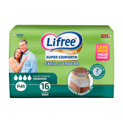 FRALDAS GERIATRICA CALCA LIFREE SUPER CONFORTO P/M COM 16 UND