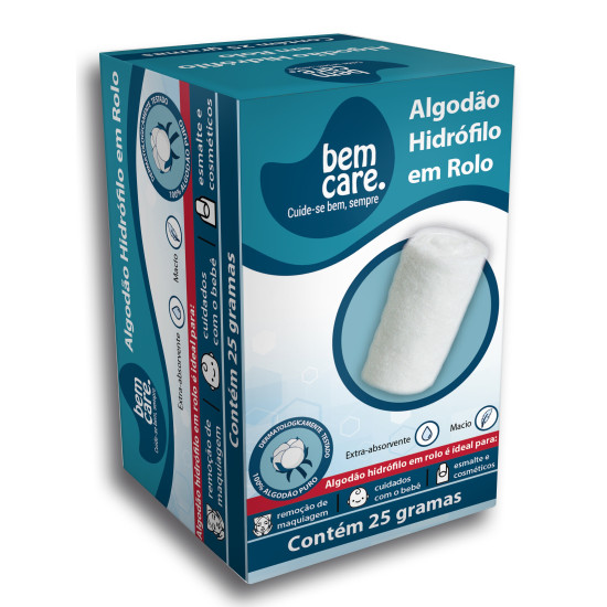 ALGODAO HIDROFILO EM ROLO BEM CARE COM 25G