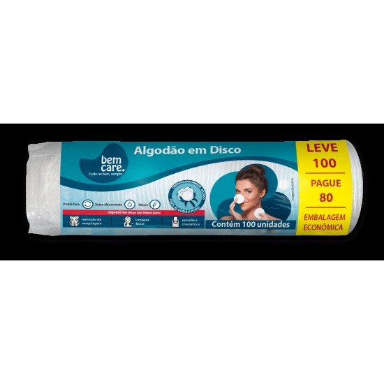 ALGODAO DISCO BEM CARE C/100 UND