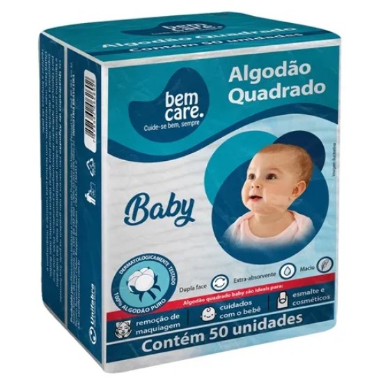ALGODAO QUADRADO BABY BEM CARE C/50 UND