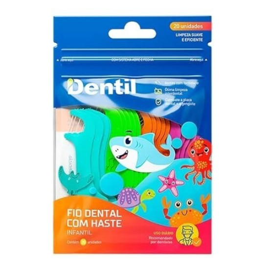 FIO DENTAL COM HASTE DENTIL KIDS BASIC COM 20 UNI