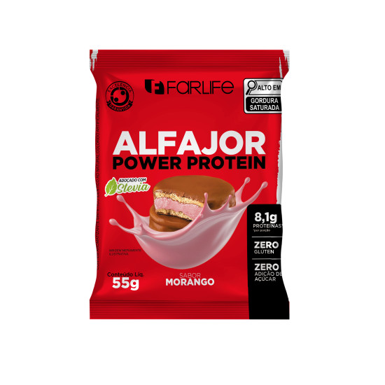 ALFAJOR FARLIFE POWER PROTEIN MORANGO 55G