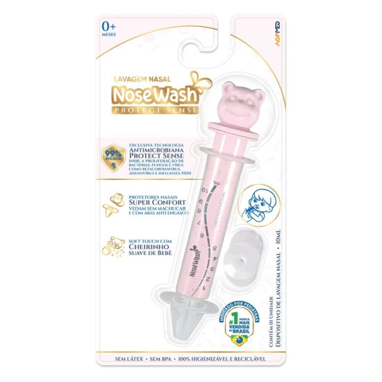 SERINGA PARA LAVAGEM NASAL NOSEWASHAMPOO PROTECT SENSE ROSA 10ML