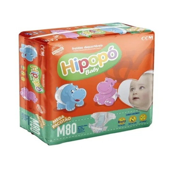 FRALDAS HIPOPO BABY TAM M COM 80 UND