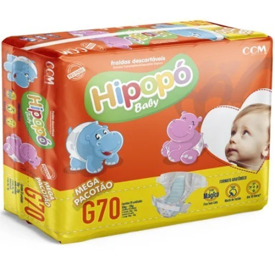 FRALDAS HIPOPO BABY TAM G COM 70 UND