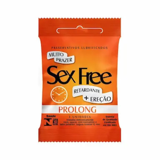 PRESERVATIVO SEX FREE PROLONG COM 3 UND