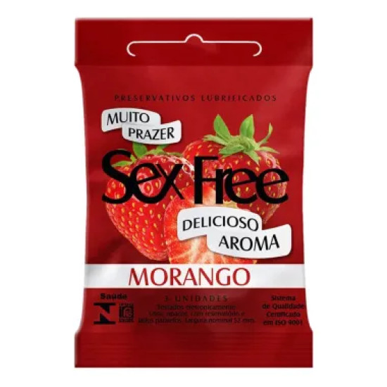 PRESERVATIVO SEX FREE MORANGO COM 3UND