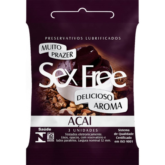 PRESERVATIVO SEX FREE AÇAI COM 3 UND