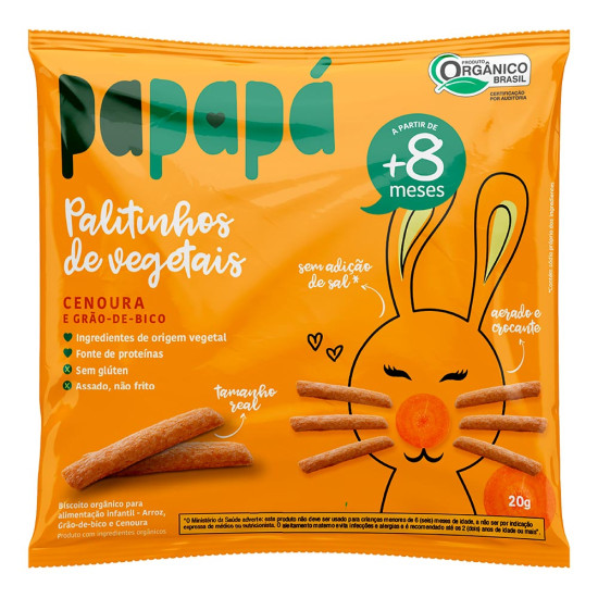 BISCOITO INFANTIL PAPAPA PALITINHO CENOURA E GRAO DE BICO 20G