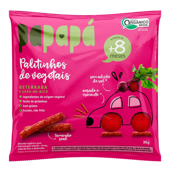 BISCOITO INFANTIL PAPAPA PALITINHO BETERRABA E GRAO DE BICO 20G