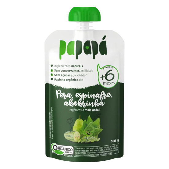 PAPINHA PAPAPA PERA, ESPINAFRE, ABOBRINHA 100G