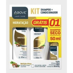 KIT ABOVE  SHAMPOO + CONDICIONADOR  HIDRATACAO + GRATIS SHAMPOO A SECO