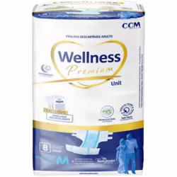 FRALDAS GERIATRICA WELLNESS PREMIUM TAM M COM 8 UND