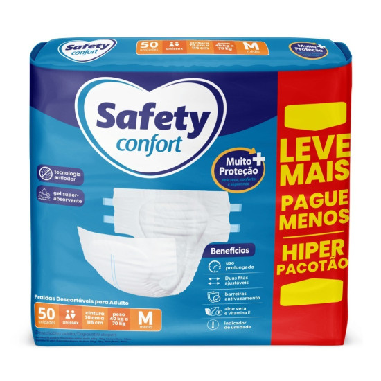 FRALDAS GERIATRICA SAFETY HIPER M COM 50 UND