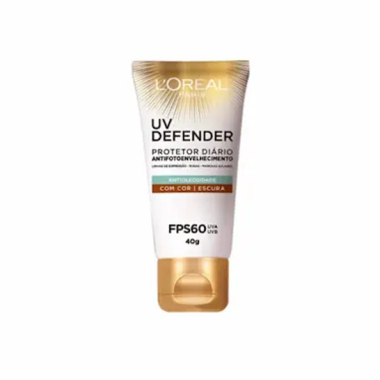 PROTETOR SOLAR FACIAL LOREAL UV DEFENDER FLUIDO COR ESCURA FPS60 40G
