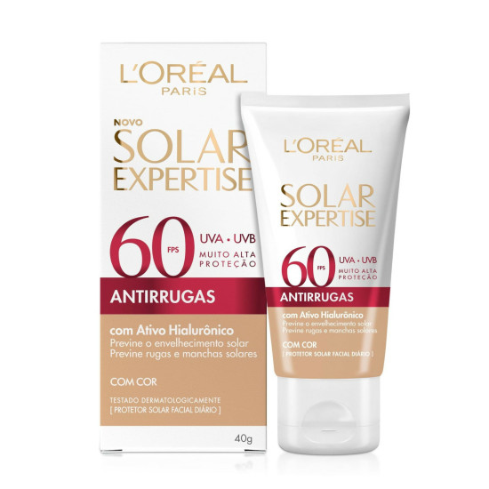 PROTETOR SOLAR FACIAL LOREAL ANTIRRUGAS COM COR FPS60 COM 40G
