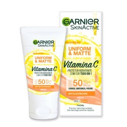 PROTETOR SOLAR GARNIER SKINACTIVE UNIFORM/MATTE FPS 50 COR MÉDIA 40G