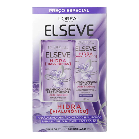 KIT ELSEVE SHAMPOO 375ML+ COND 170ML HIDRA HIALURÔNICO