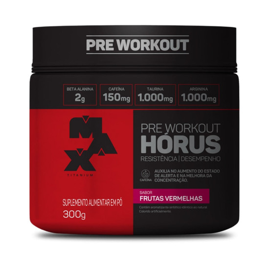 PRE TREINO HORUS MAX TITANIUM FRUTAS VERMELHAS 300G