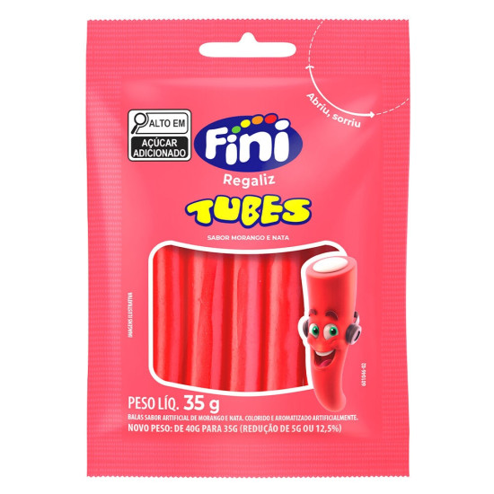 BALA DE GELATINA FINI TUBES MORANGO 35G