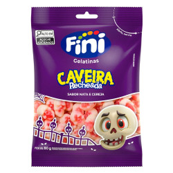 BALA DE GELATINA FINI CAVEIRA RECHEADA SABOR NATA E CEREJA 80G