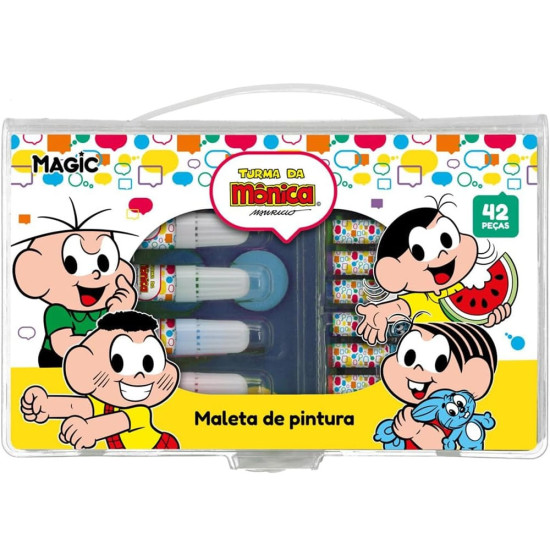 MALETA DE PINTURA TURMA DA MONICA COM 42 PECAS