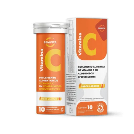 BEMVITA VITA C EFERVESCENTE SABOR LARANJA COM 10 CAPSULAS