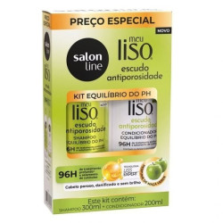 KIT SALON LINE MEU LISO SH300ML+COND200ML ESCUDO ANTIPOROSIDADE