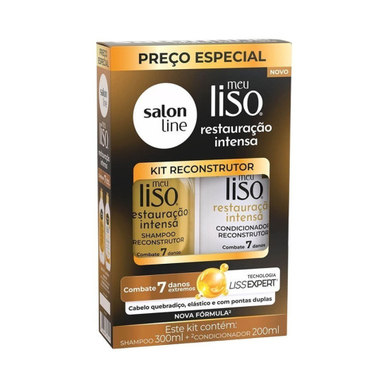 KIT SALON LINE MEU LISO SH300ML+COND200ML RESTAURACAO INTENSA