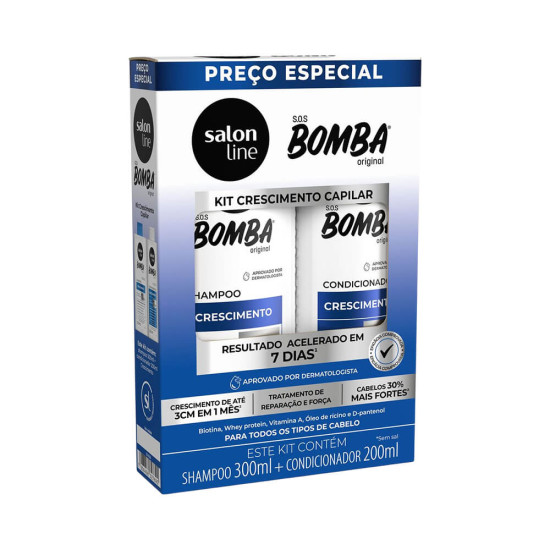 KIT SALON LINE SOS BOMBA SH300ML+COND200ML ORIG CREME ESCIMENTO